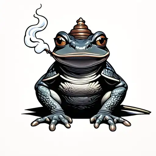 Samurai Frog Smoking