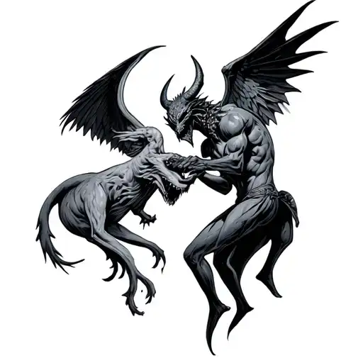 Demon And Angle Holding