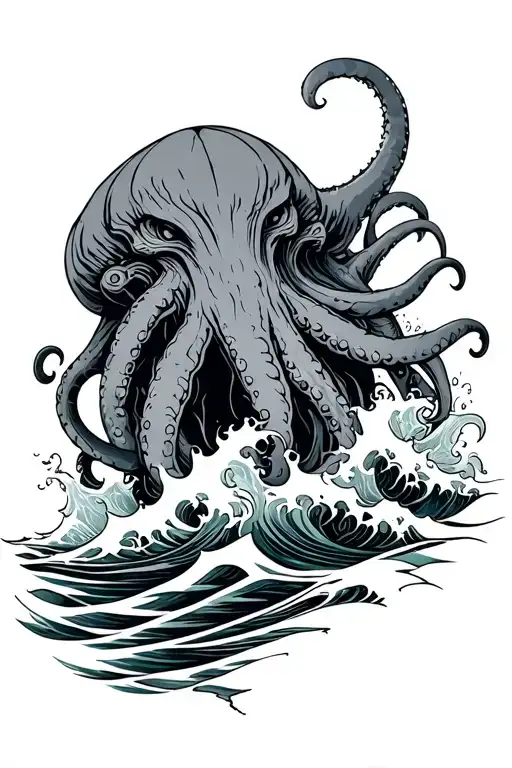 Cthulhu With Waves Crashing