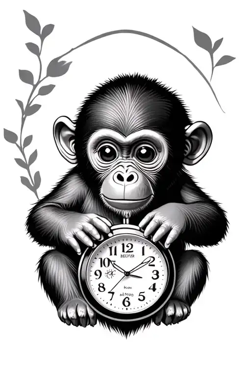 Baby Monkey And Watch Surrounded