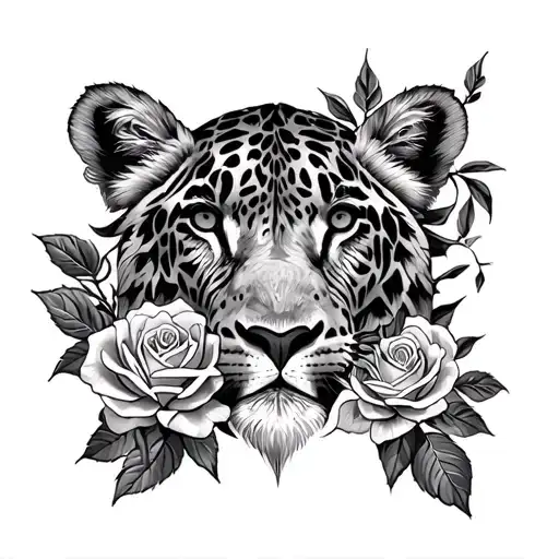 Safari Animals And Roses And Mandala