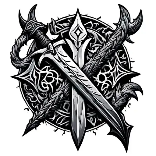 Viking Blade Tatro With Rune Of Power And Syrenach