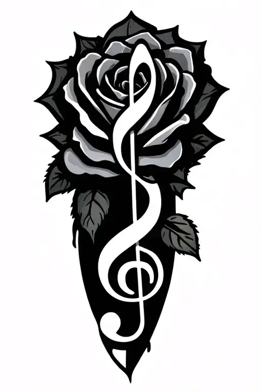 Treble Clef Symbol Coming Out The Side Of A Rose