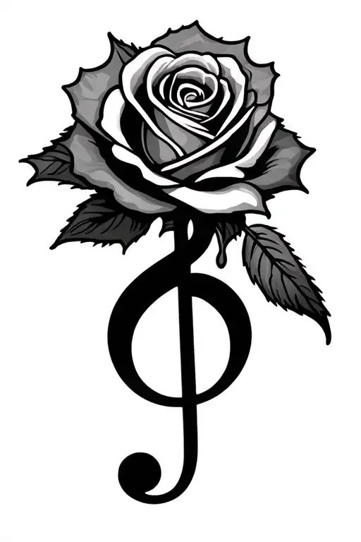 Treble Clef Symbol With A Rose