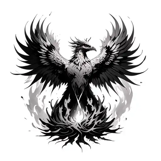 Phoenix Rising From The Ashes In Cyber Sgilism Style