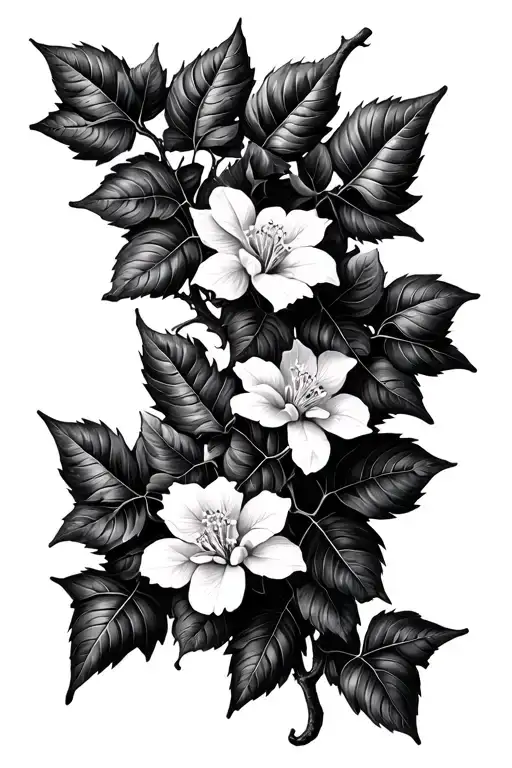 Minimalist Intertwined Ivy And Honeysuckle Vines With Realistic Botanical Detail