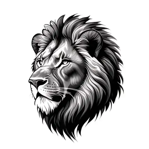 Realistic Lion Face For My Tricep Tattoo Design In Black And Grey