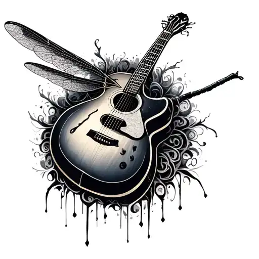 Dragonfly With Guitar Intertwined