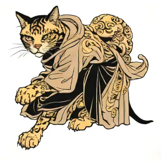 Tattooed Cat That Is A Jedi Knight Kano School Meiji Period