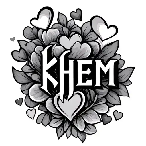 Khem Word Surrounded With Hearts