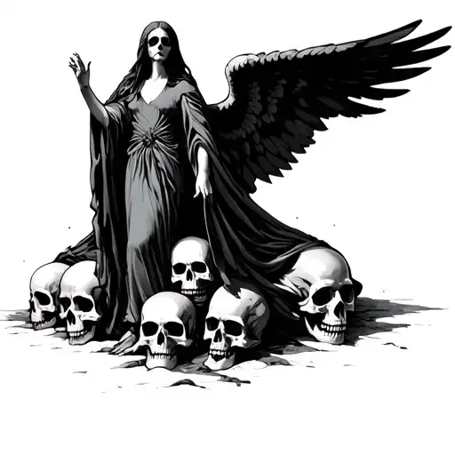 Angel Of Death Standing On Skulls