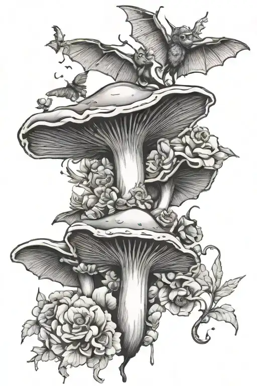 Flowers Mushrooms Bats Flying