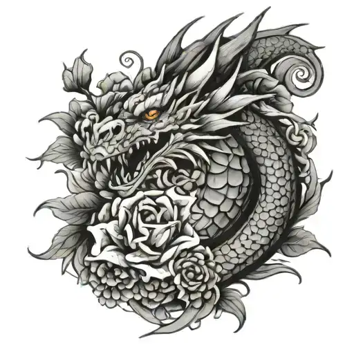 Dragon With Flowers