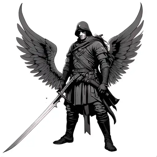 Sword Wings Army Soldier Standing