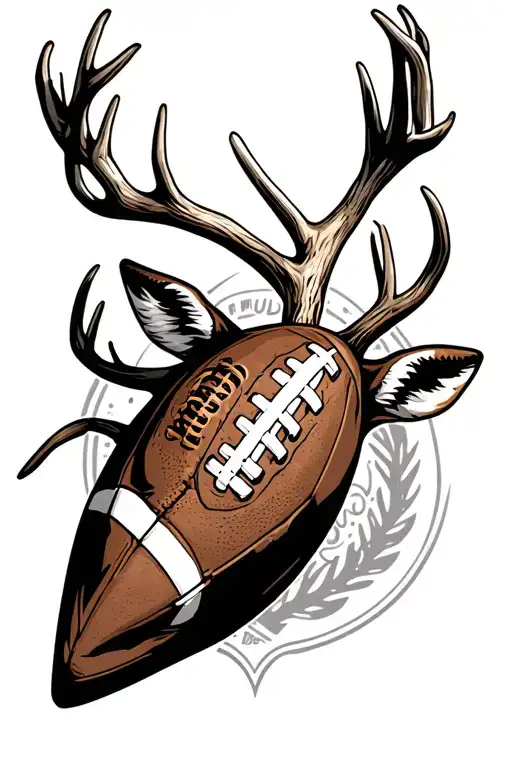 Football And Outdoor Elements Like Deer Antlers Intertwined