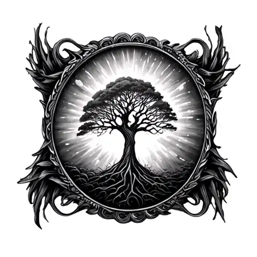 Bracelet On The Wrist With A Tree In The Center