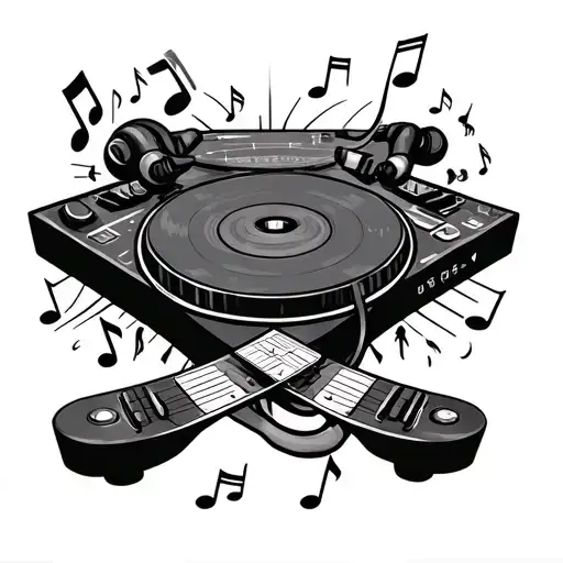 Dj And Music Note Intertwined