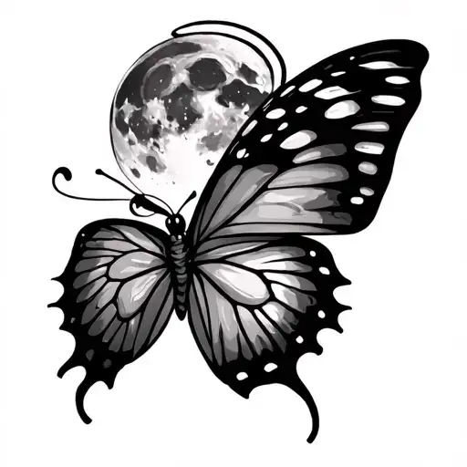 Butterfly With A Halo Flying To The Moon