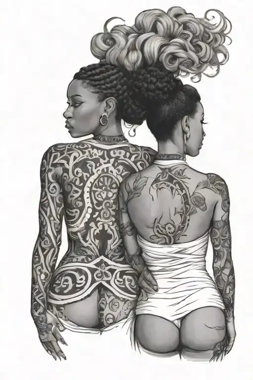 Two Black Women Facing Back To Back
