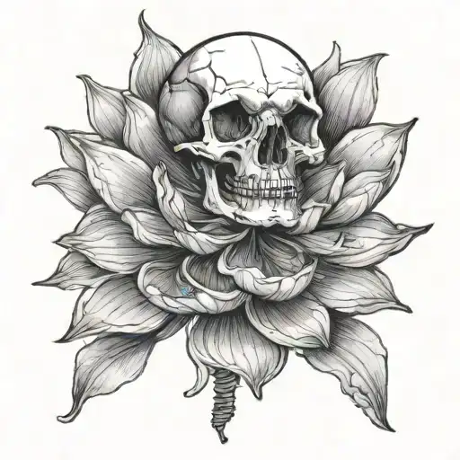 Skeleton Smelling Lotus Flower