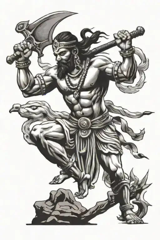 Parashurama With Axe And Shiva