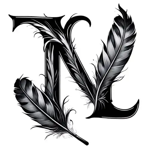M Letter With Feathers
