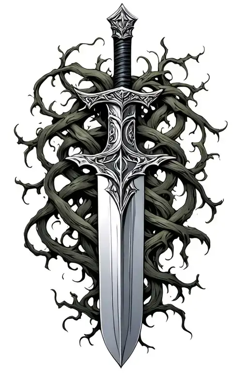 Excalibur Sword Wrapped With Vines