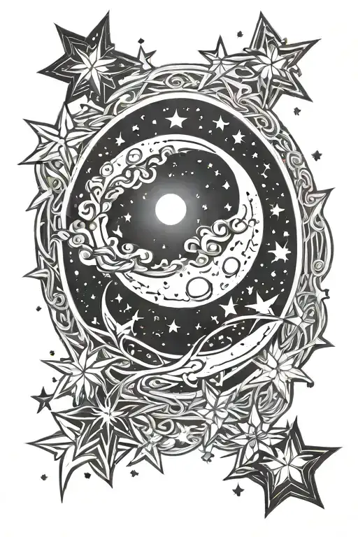 Moon Surrounded By Stars