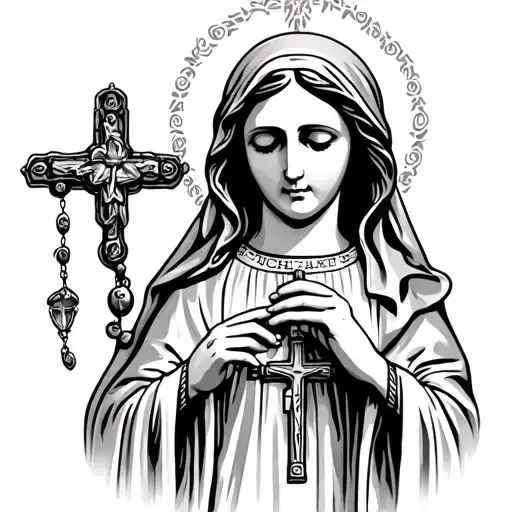 Mama Mary Holding Rosary
