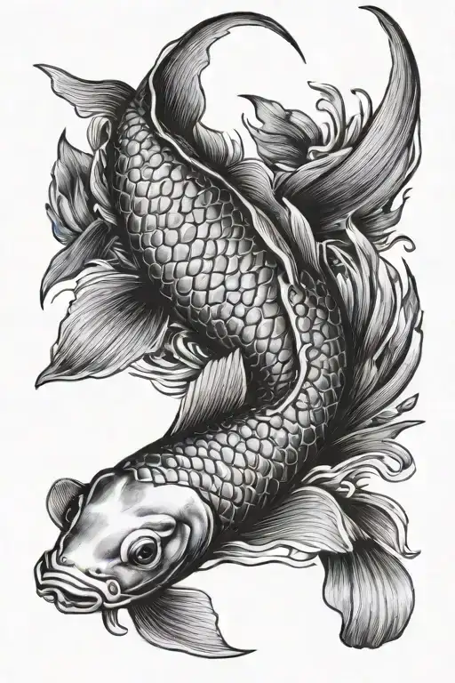 Koi Fish Black And White Realism