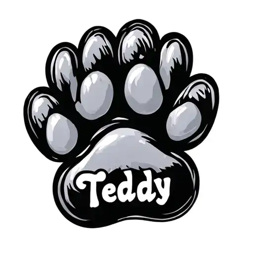 Paw Print With The Name Teddy In The Design