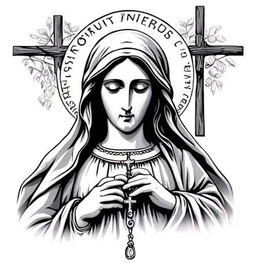 Mama Mary Holding Rosary Side View