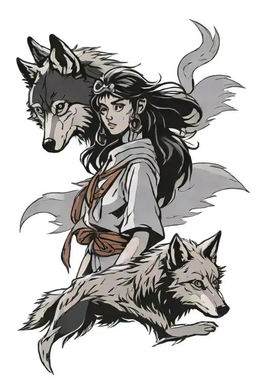 Princess Mononoke With Wolf