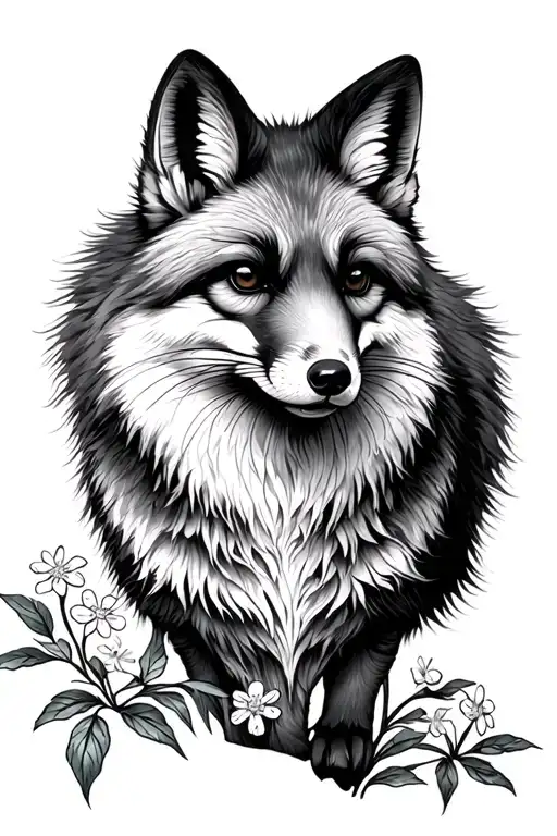 Renard Avec Myosotis