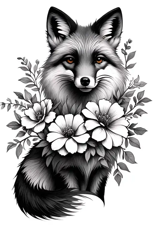 Fox With Flowers