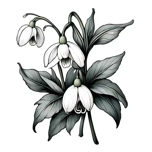 Snowdrop And Honeysuckle Flowers