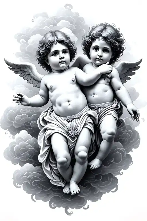Cherubs And Background Clouds