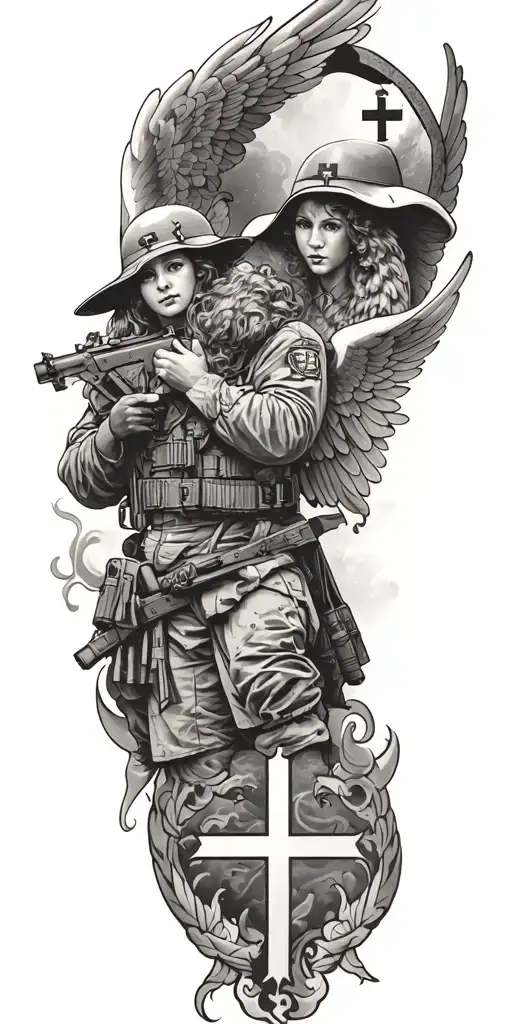 Military Tattoo Design Medic And Angels
