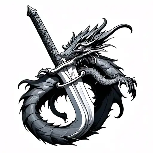 Dragon Wrapped Around Sword