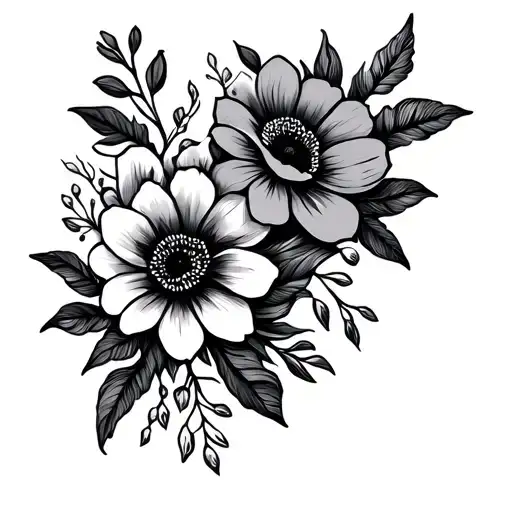 One Line Tattoo Spine Tattoo With Flowers