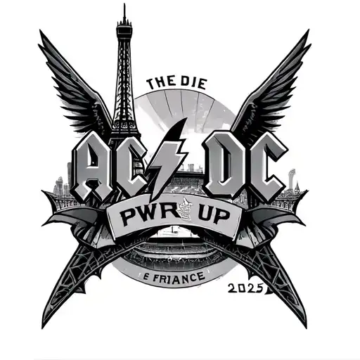 The Acdc Logo With The Eiffel Tower And The Stade De France And Pwr Up 2025