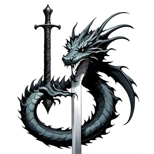 Dragon Wrapped Around Sword