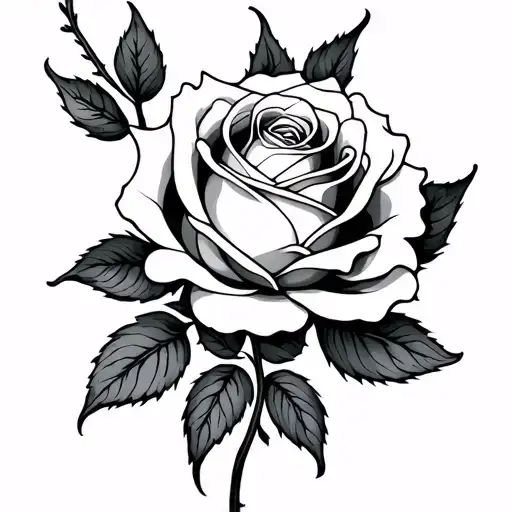 One Line Rose Tattoo Spine