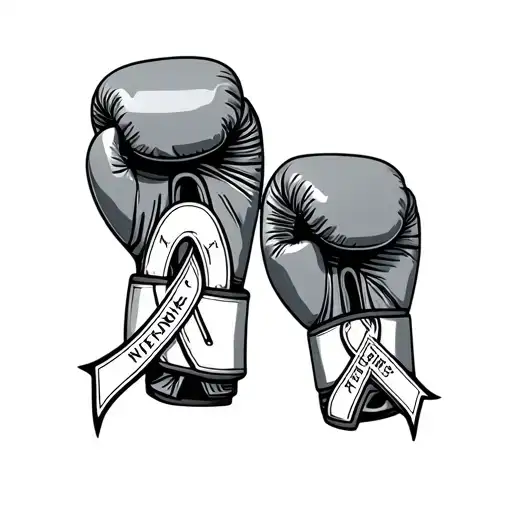 Boxing Gloves With Memorial Ribbon