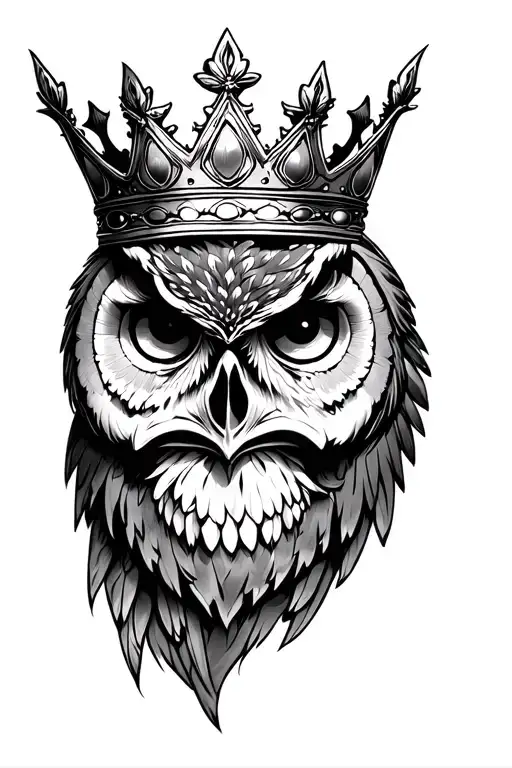 Owl Face Half Skull Wearing A Crown
