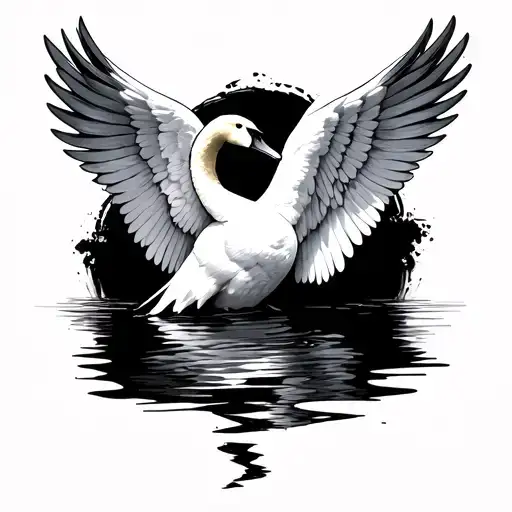 Swan Wings Spread Without Head With Background
