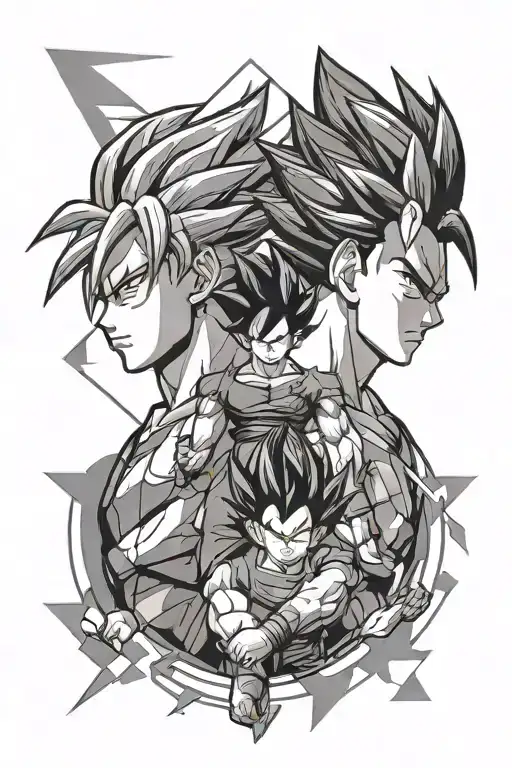 Geometric Design And Goku And Vegeta