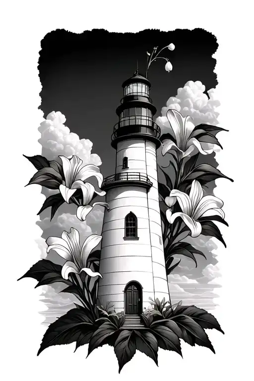 Light House With Lilly Of The Valley Flowers