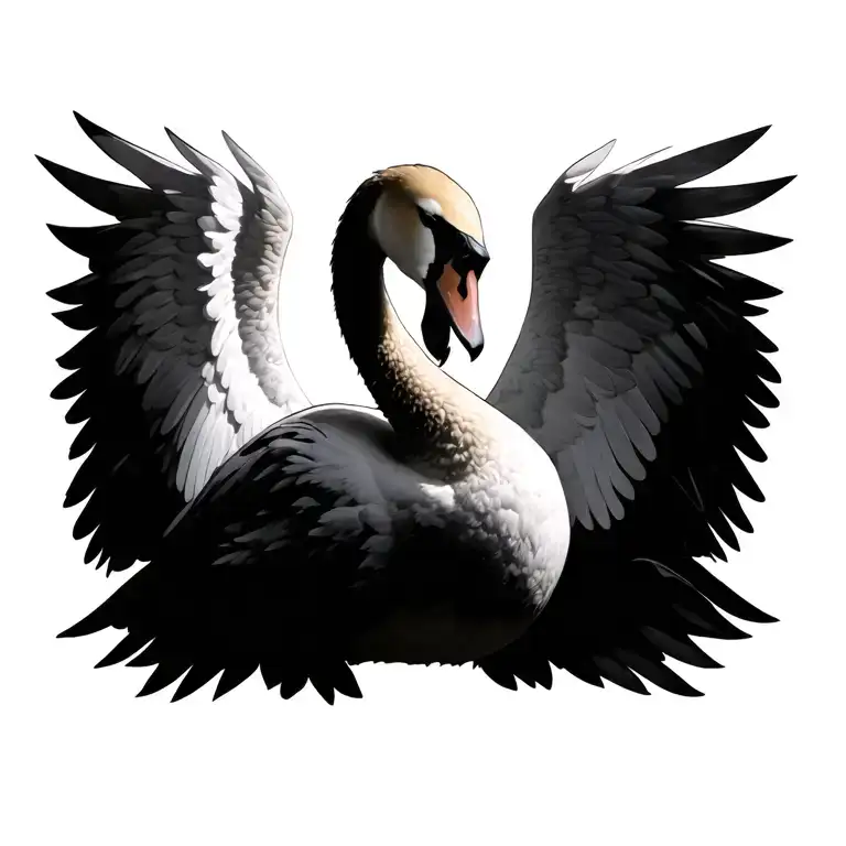Swan Wings Spread Without Head With Background