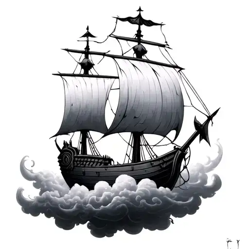 Viking Ship On Clouds